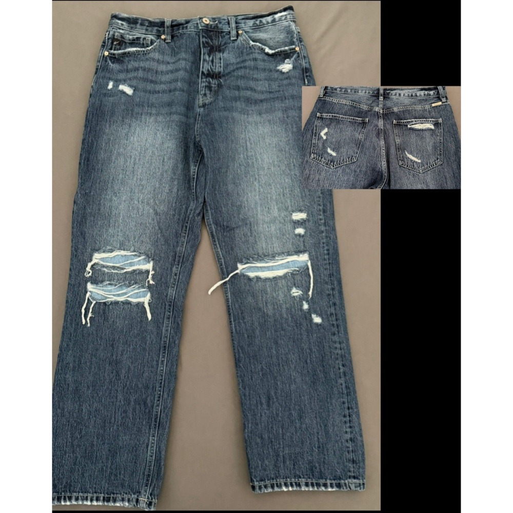 KanCan‎ Jeans Womens Size 29 Distressed Wide-Leg Packed Button Fly Denim Boho